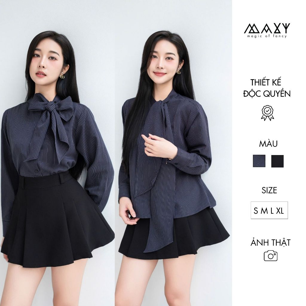 Set sơ mi nữ mặc được ba kiểu xinh xắn Side Bow Shirt Maxy Workshop