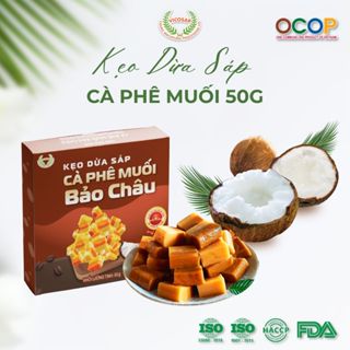  Kẹo dừa sáp Bảo Châu vị cà phê muối kẹo mềm dẻo ít đường đặc sản Trà Vinh hộp 50g 