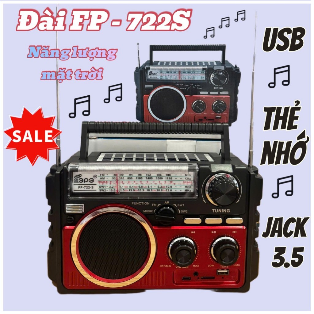 ĐÀI FM FP-722S – NGHE NHẠC MỌI NƠI, KHÔNG LO HẾT PIN (BH 6 tháng)