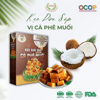  Kẹo dừa sáp VICOSAP vị cà phê muối kẹo mềm dẻo ít đường đặc sản Trà Vinh hộp 100g 