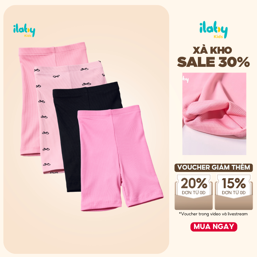 Quần legging tăm bé gái ILABY quần legging cho bé gái chất liệu cotton zip co giãn [2973]
