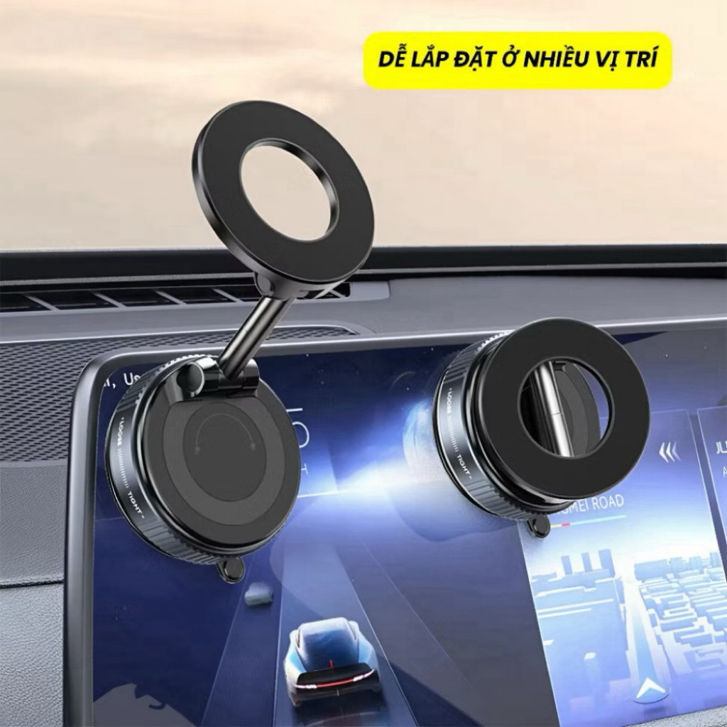 Giá đỡ điện thoại từ tính K007, giá đỡ magsafe hút chân không trên ô tô chất liệu hợp kim cao cấp, xoay 360 độ- New 2025