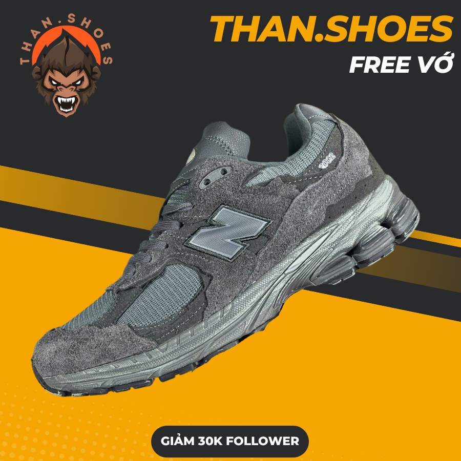 Giày Sneaker NB 2002 Protection Pack Phantom Dark Grey, NB Xám Đậm Da Lộn - Than.Shoes