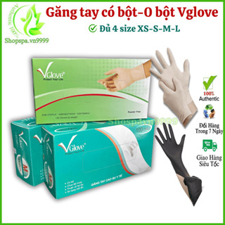 Găng tay cao su co giãn có bột, không bột Vglove, Găng tay cao su Latex co giãn đa năng dùng cho Spa, TMV
