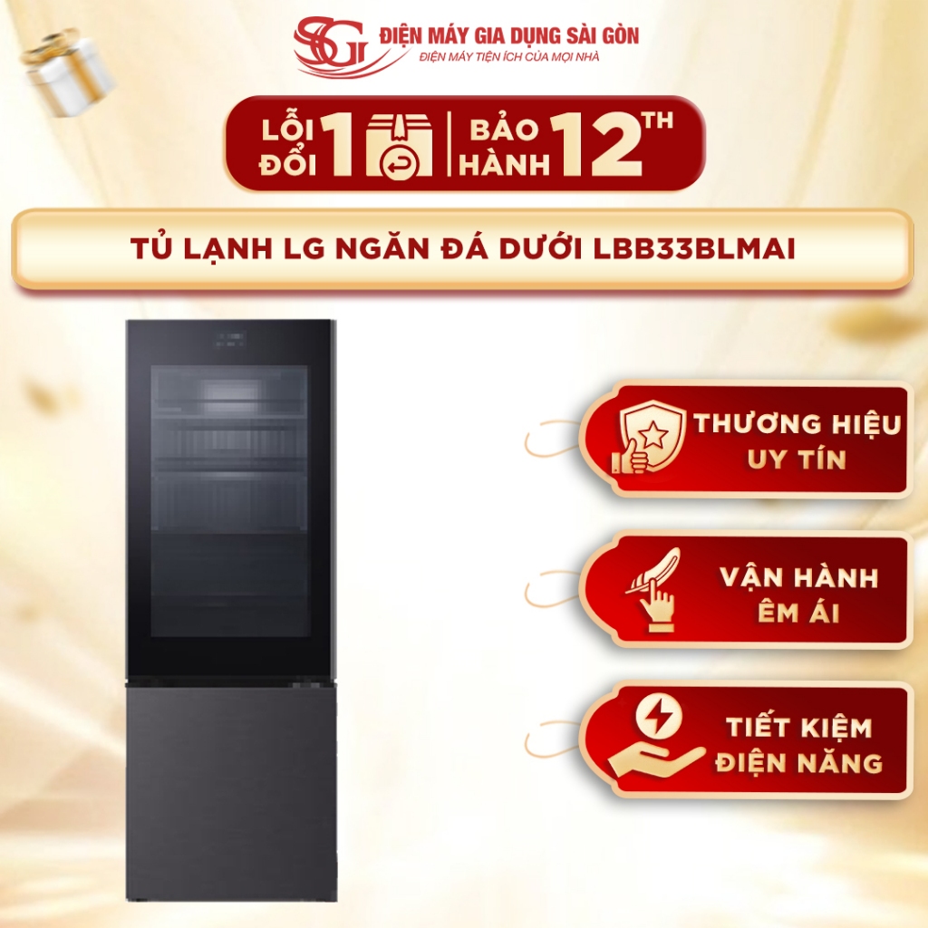 [FREESHIP] Tủ lạnh LG Inverter 340 lít InstaView LBB33BLMAI - Làm Đá Tự Động, Tiết Kiệm Điện Năng