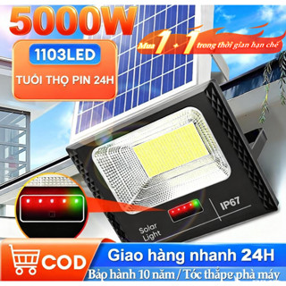  Đèn năng lượng mặt trời có điều khiển đèn pha led ngoài trời không thấm nước IP67 Có đèn hiển thị pin 