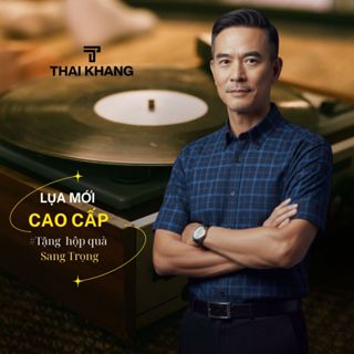  Áo sơ mi caro nam trung niên THÁI KHANG loại áo ngắn tay vải lụa co giãn mềm mịn form classic ATK48 