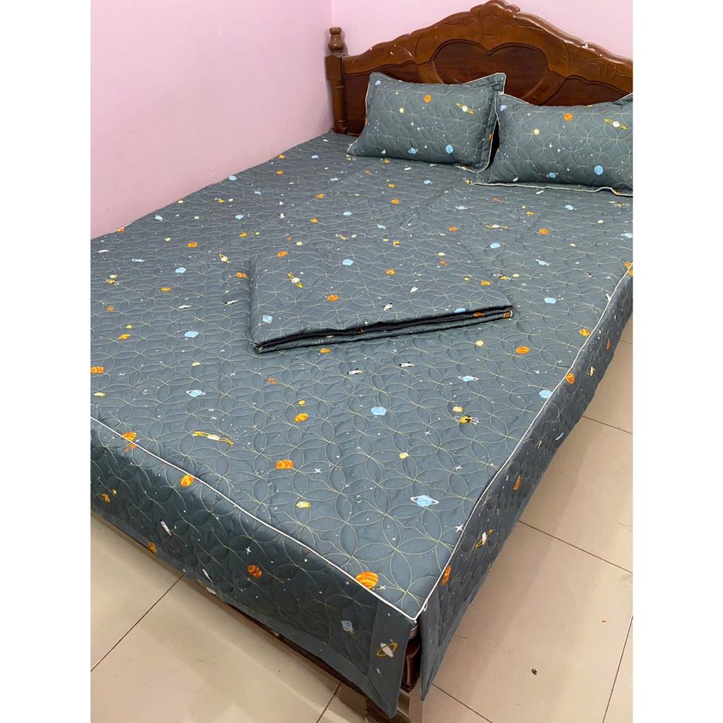 Bộ ga gối trần bông dày dặn, xẻ góc ( ga chùm, ga phủ xuống giường y ảnh) đủ size, chat với shop để 