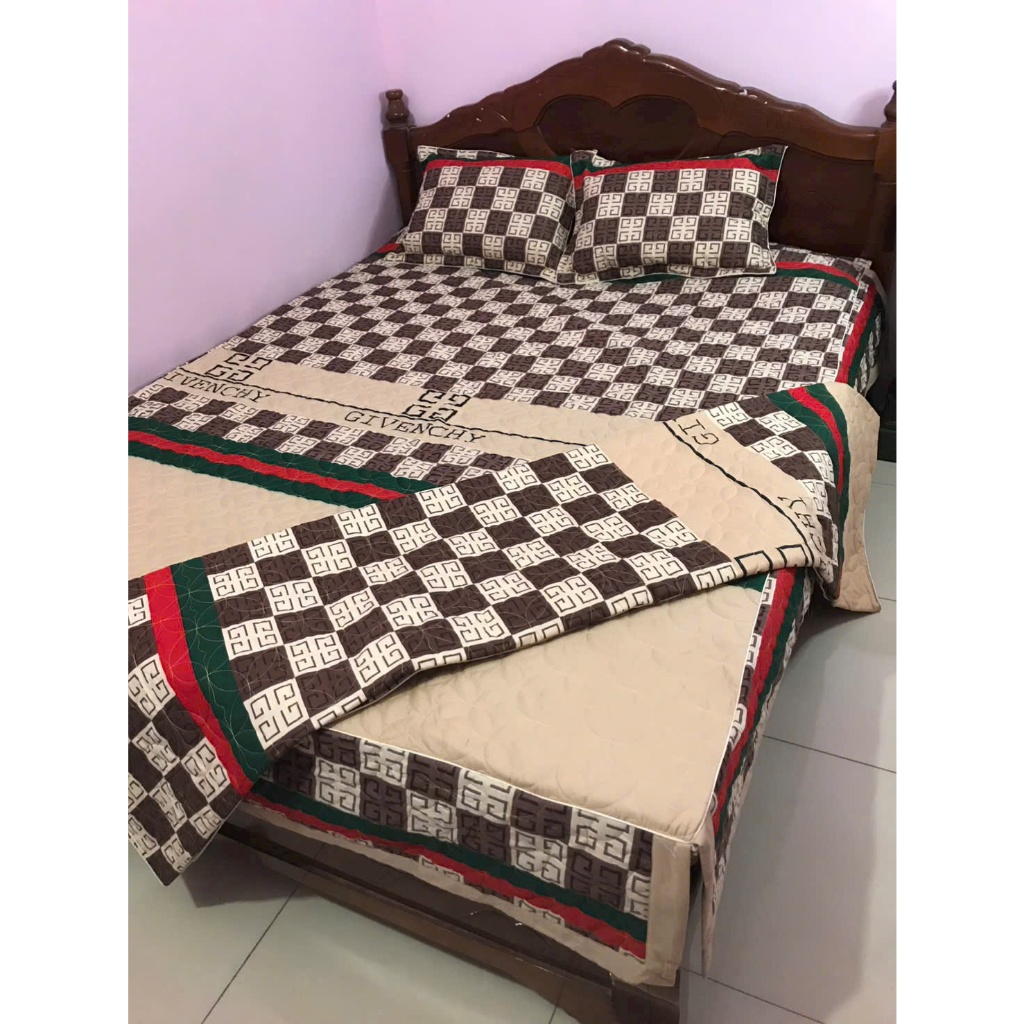Bộ ga gối trần bông dày dặn, xẻ góc ( ga chùm, ga phủ xuống giường y ảnh) đủ size, chat với shop để 