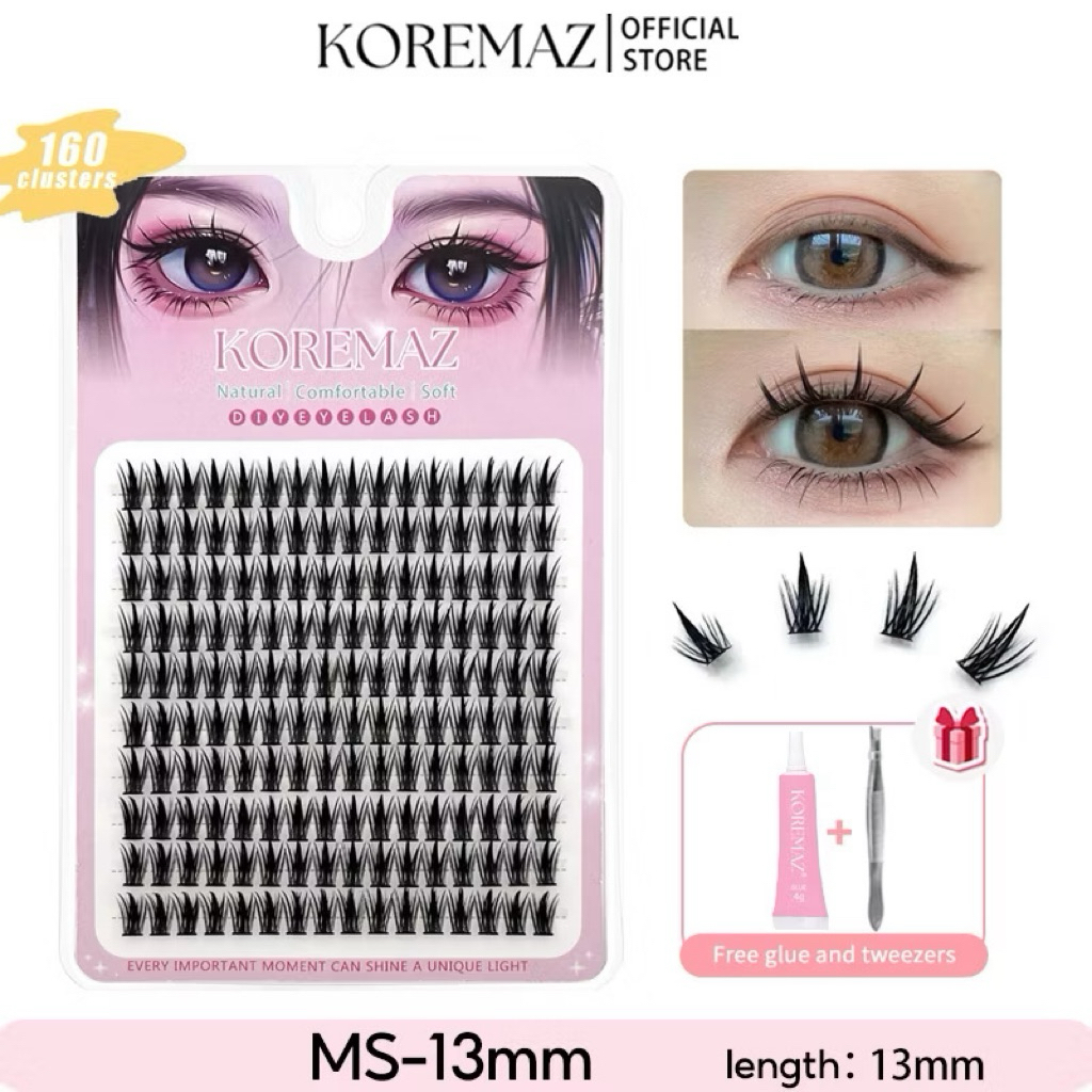 Hộp Lông Mi Giả KOREMAZ MS-13mm 10 Hàng Có Gai Lúa Mì Dày Tự Nhiên 10-13mm,manga tự nhiên dung tích 