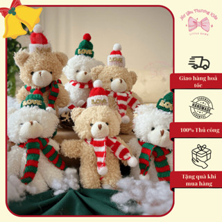   GIÁNG SINH  Gấu Bông Noel Đội Nón Len Dễ Thương -  Trang Trí Cây Thông Quà Tặng Ý Nghĩa 