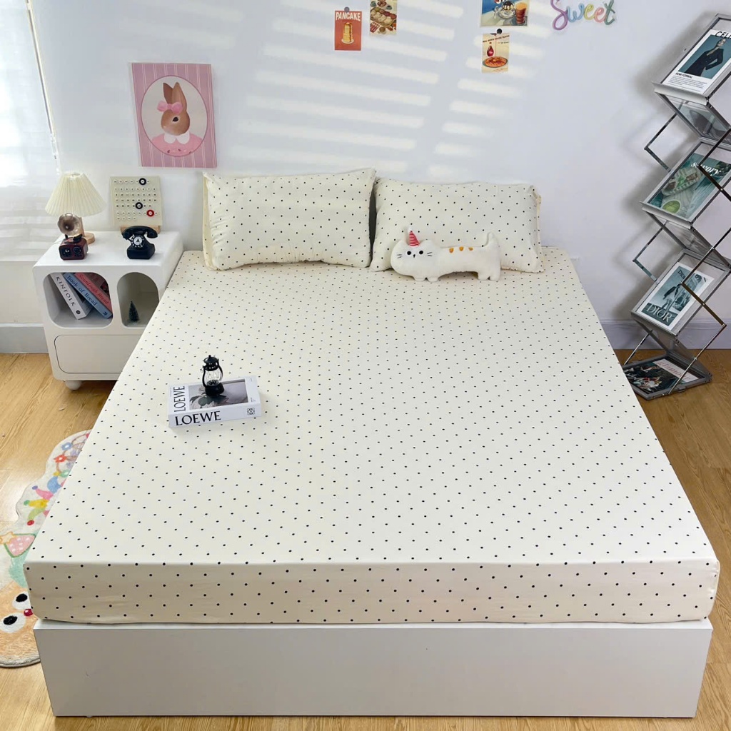 (Hàng nhậ)Bộ ga gối đũi tơ m6/m8 drap giường ga trải giường kèm 2 vỏ gối nằm