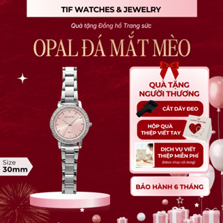 Đồng Hồ Đeo Tay Nữ Tráng Gương OPAL Tif Watches Mặt Tròn Đính Đá Dây Thép Không Gỉ Phong Cách Sang Trọng Chống Thấm Nước 