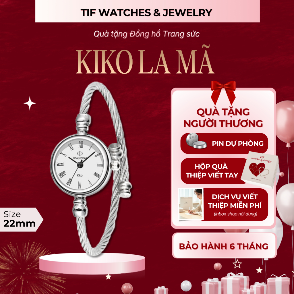 Đồng hồ lắc tay nữ KIKO Tif Watches mặt nhỏ thon gọn sáng da phong cách Hàn Quốc bền đẹp