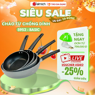  Chảo chống dính Elmich Basic EL-5952GR size 20-24-26-28-30cm -Nhẹ chống dính cao cấp bóng đẹp bền 