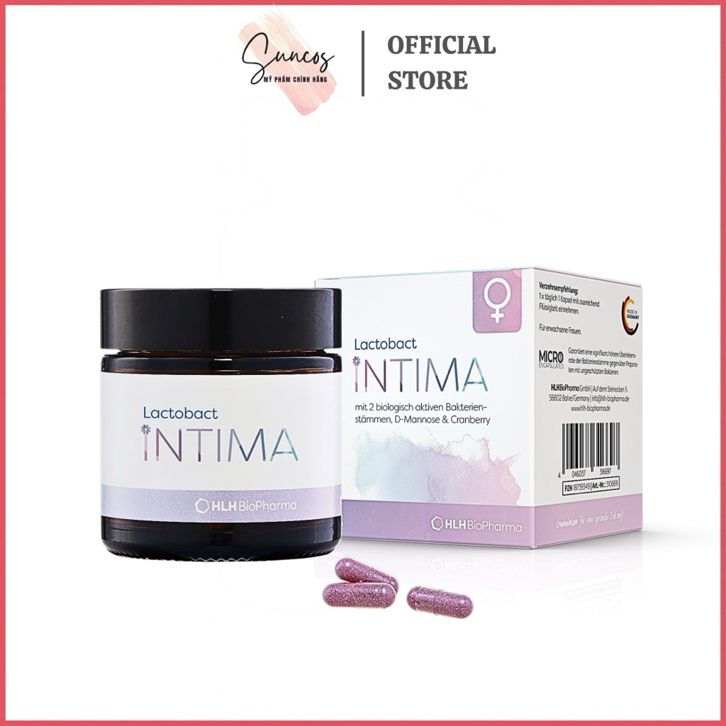 Viên uống men vi sinh phụ nữ Lactobact Intima cân bằng vi sinh tự nhiên 30 viên, 60 viên - Suncos