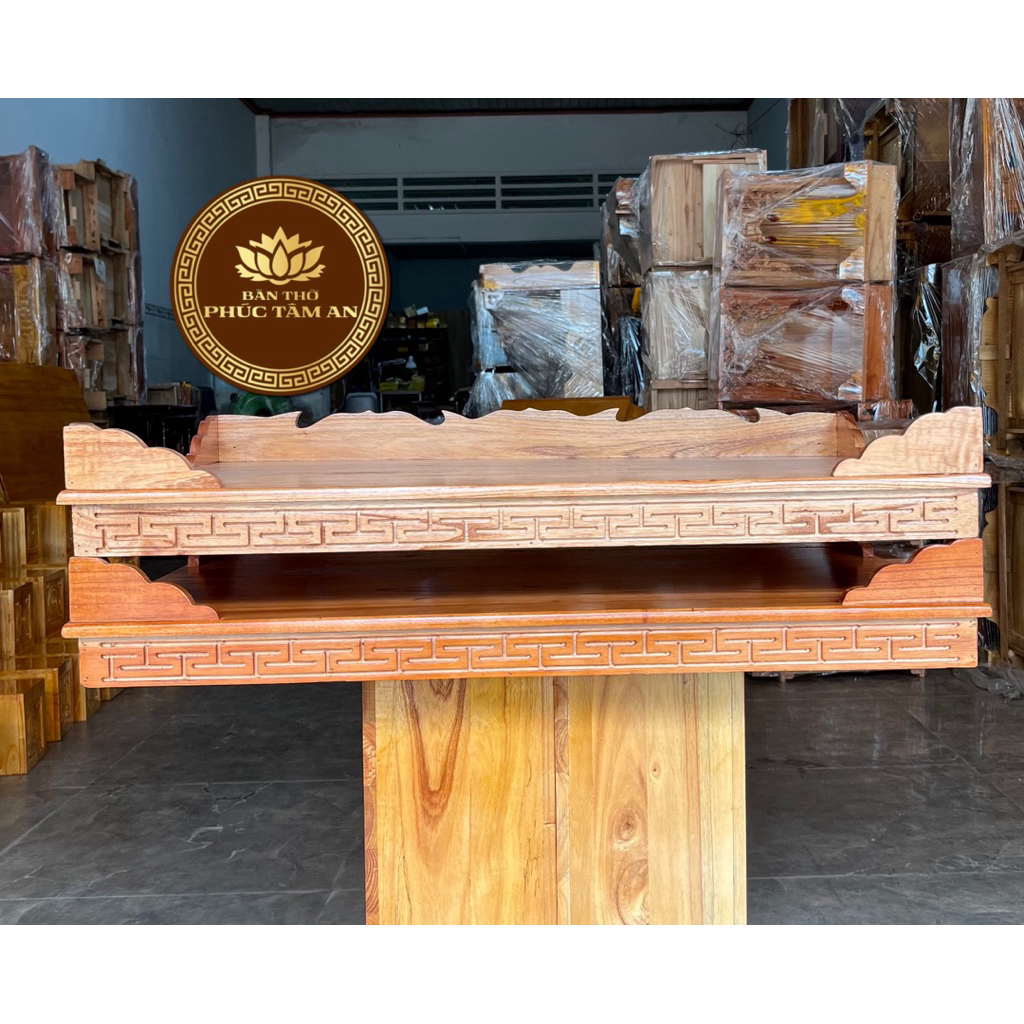 Bàn thờ treo tường gỗ xoan zic zắc 2 màu -Nhiều size ( kèm cặp Eke gỗ )