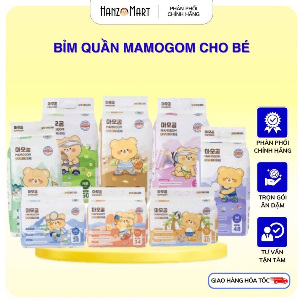 Tã / Bỉm Quần / Dán Mamogom Hữu Cơ Cao Cấp Đủ Size S | M | L | XL | XXL - có quà tặng - hanzomart