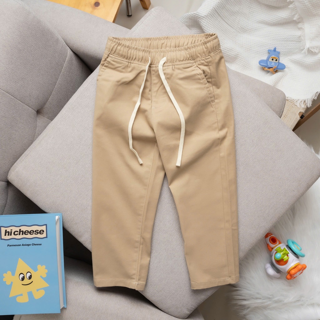 Quần kaki dài lưng thun form suông cho bé trai size 13kg - 52kg chất vải có độ co giãn mềm mịn thoải