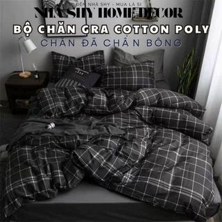  Trọn Bộ Chăn Phao Ga Gối Cotton Poly Mẫu Con Mắt - Hàng Nhập  Loại Bông Dày  - Nhà Shy Home Decor 