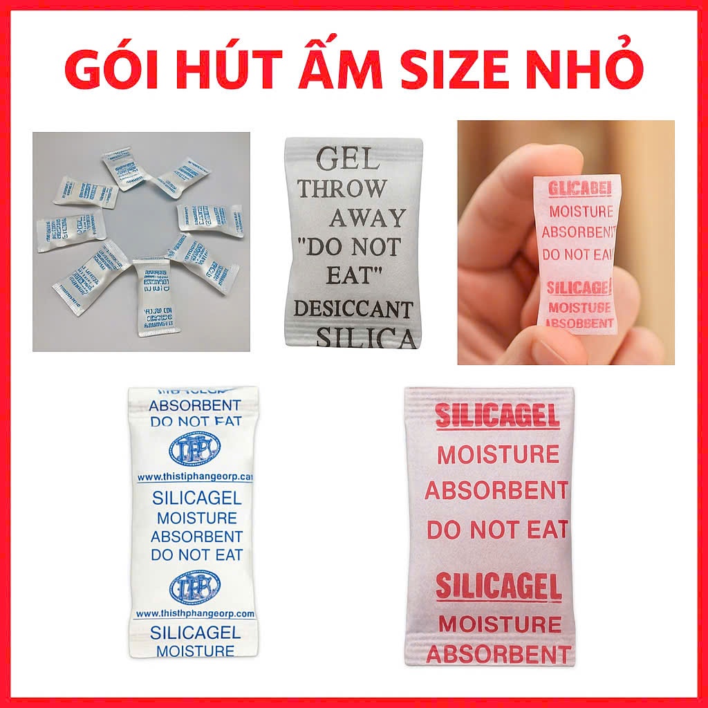 1kg Gói hút ẩm Silica Gel đủ size- Chống ẩm mốc thực phẩm, quần áo, đồ điện tử