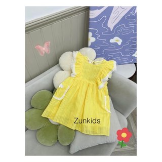 Váy Bé Gái Tiểu Thư Mix Ren ZUN Kids – Dáng Xòe Công Chúa, Vải Mềm Mát 2 Lớp