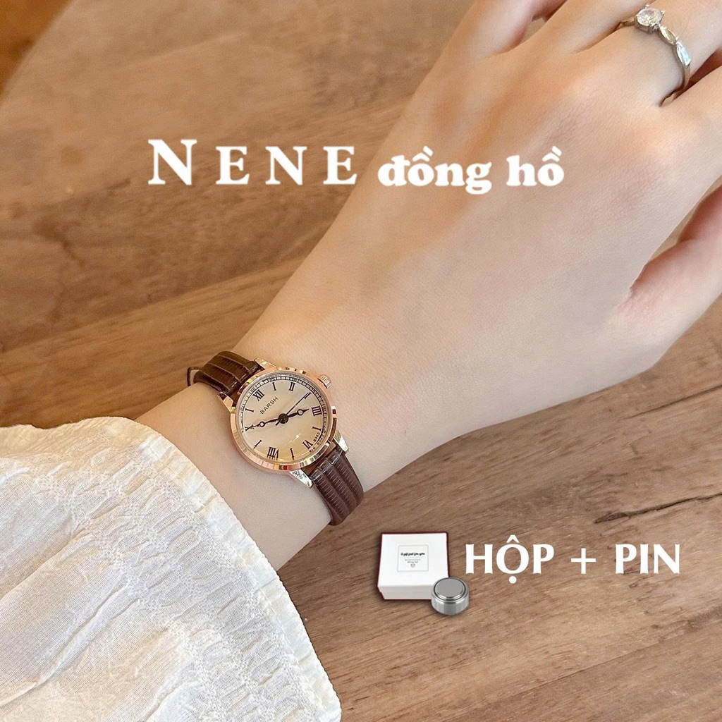 (Tặng hộp Pin) Đồng hồ nữ Barsh TRÒN dây pu thời trang phù hợp nữ tay nhỏ đág yêu cute