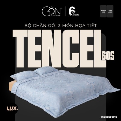 Bộ Chăn Gối 3 Món Gòn Bedding Lụa Tencel 60s Cao Cấp Hoạ Tiết