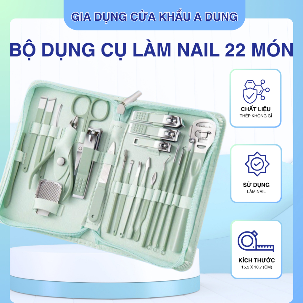 Bộ Dụng Làm Nail - Bộ Bấm Móng Tay 22 Chi Tiết Làm Sạch Sẽ Móng Chân Móng Tay Tập Làm Nail