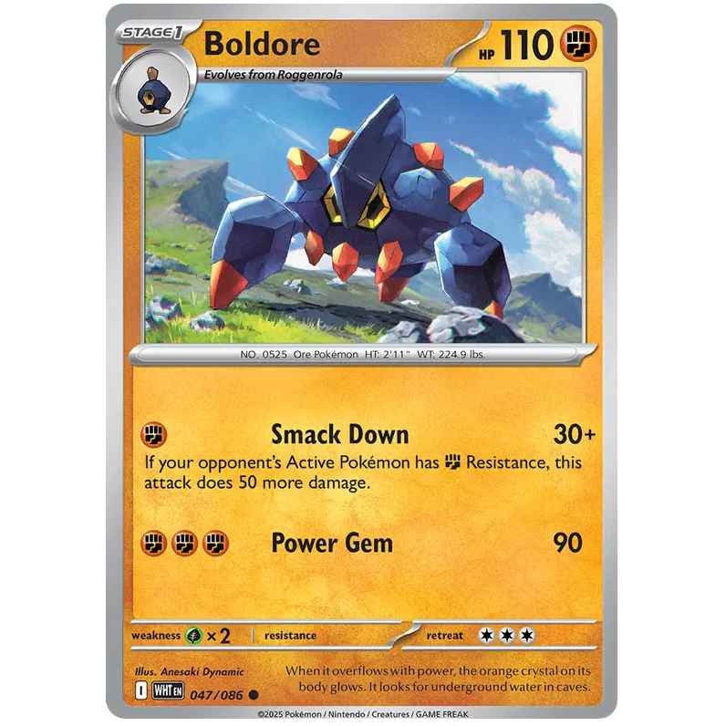 Pokemon TCG - Boldore - Common - 047/086 - WHT