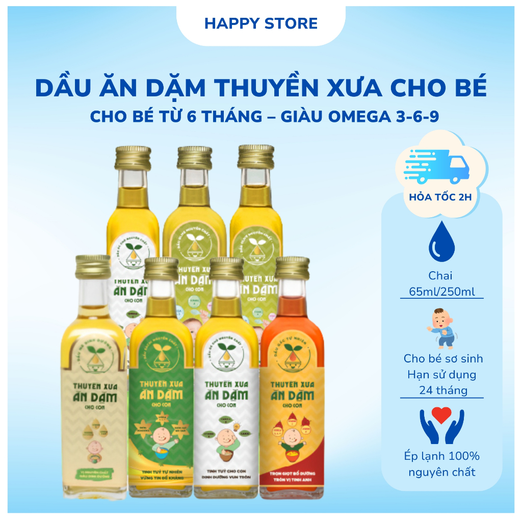 [ Chính Hãng ] Dầu ăn dặm cho bé Thuyền Xưa đủ vị, cá hồi, lanh, óc chó, oliu, macca, sachi, Gấc, mè