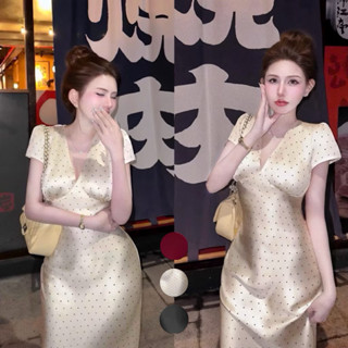   2 LỚP CÓ DÂY KÉO  Đầm Lụa Chấm Bi - Đầm Lụa Trơn Có Tay Form Dài Váy Lụa Hàn Châu 