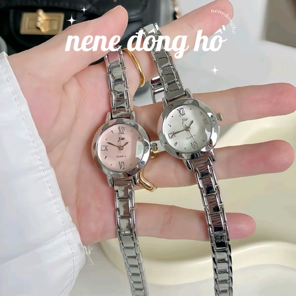 (Tặng hộp+Pin) Đồng hồ nữ Jw mặt tròn dây hợp kim bốn màu 23mm kèm dụng cụ thâu dây