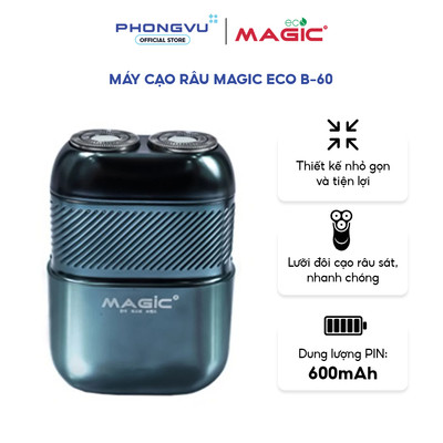 Máy cạo râu Magic Eco B-60 - Pin 600mAh, Lưỡi Dao Đôi, Sạc Type-C, Thiết Kế Nhẹ 118g - Bảo hành 12 tháng