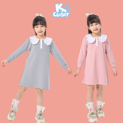 Váy Dài Tay K'S CLOSET Kiểu Dáng Suông Chất Liệu Cotton Interlock Và Nhung Cho Bé Gái (2-14 tuổi) từ 11kg-58kg KT118FIF