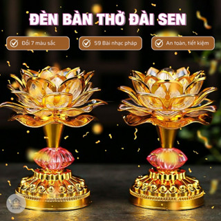  Đèn Bàn Thờ Hoa Sen LED Đổi Màu 7 Chế Độ Chất Liệu Nhựa Cao Cấp Phát Nhạc 59 Bài Pháp Ánh Sáng Đẹp Dùng Pin Hoặc Điện 