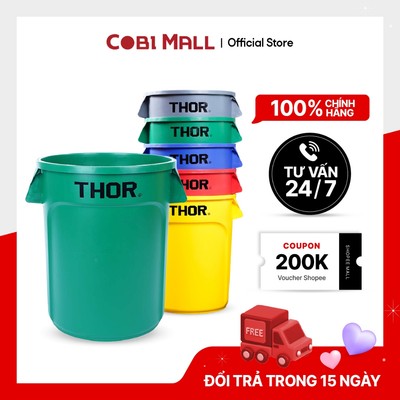 Thùng nhựa tròn THOR dung tích 38L/ 75L/ 121L/ 166L/ 208L chưa kèm nắp - Cobi Home