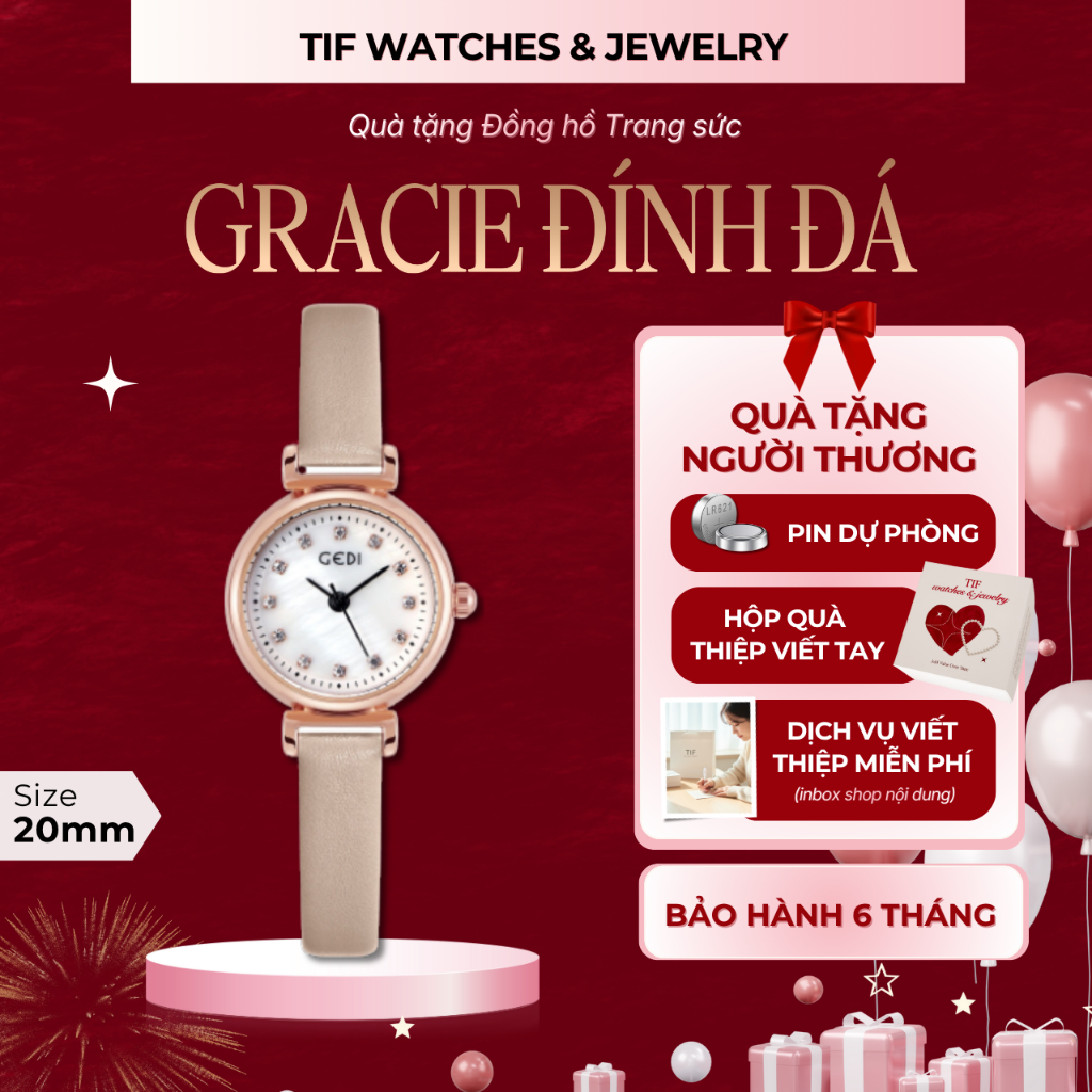 Đồng hồ Đeo Tay Đính Đá Thời Trang GRACIE Tif Watches Sang Chảnh Thanh Lịch dành cho Nữ