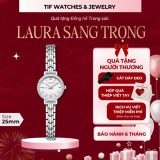 Đồng Hồ Nữ Đính Đá LAURA Tif Watches Sang Trọng Cao Cấp Dây Kim Loại Mặt Nhỏ Qùa Tặng Bạn Gái