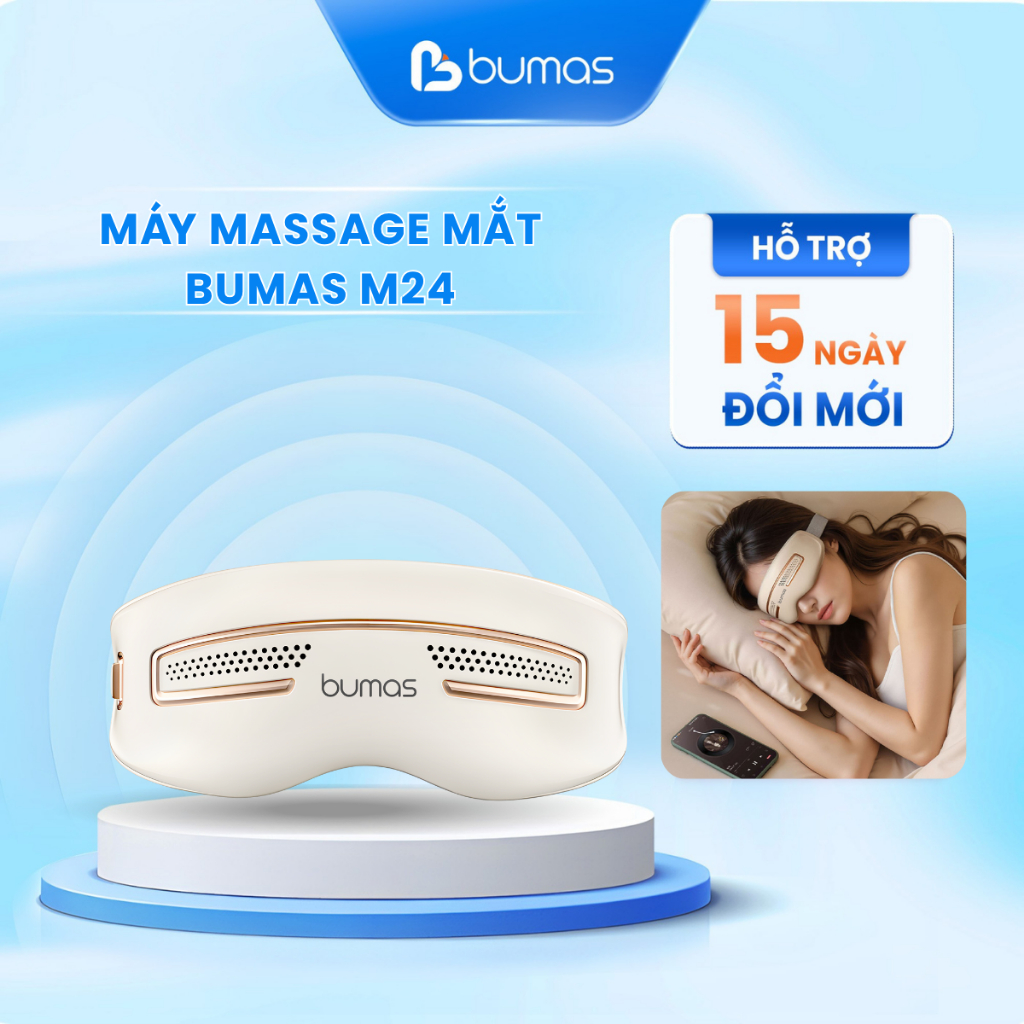 [Live X BUMAS] Máy Massage Mắt BUMAS M24 - 12 Điểm Massage Rung,Chất Liệu Nhựa ABS, Trọng Lượng 300g