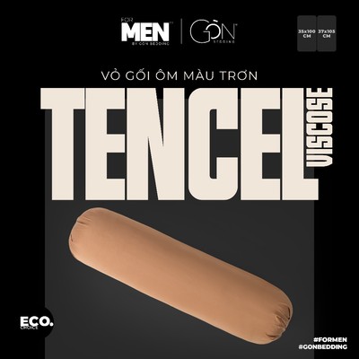 [For Men] Vỏ Gối Ôm Gòn Bedding for Men Lụa Tencel Viscose Khóa Kéo Màu Trơn 37x105 cm