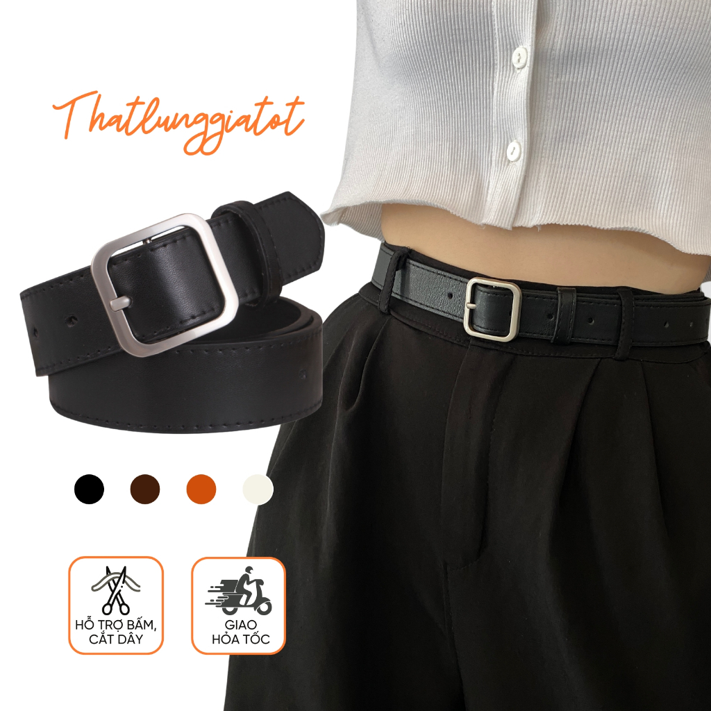 Thắt lưng nữ TL002 dây nịt nữ mặt vuông phong cách Hàn Quốc bản 2.3cm 2.8cm 3.3cm- Thắt Lưng Giá Tốt