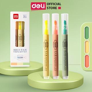  Set 3 Bút Highlight Đánh Dấu Dạ Quang Deli Màu Pastel Tiện Dụng Cho Học Sinh Sinh Viên 