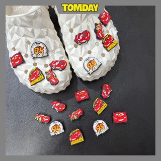 [Tomday] Bộ 10 Sticker Gắn Dép Hình Ô Tô Màu Đỏ 95 Queen Nổi Bật