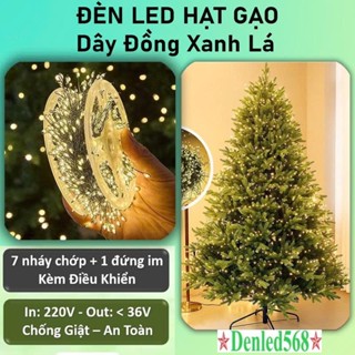  Mẫu mới 2026Đèn Led dây đồng xanh lá hạt gạo trang trí Cây Thông Đào Quất Mai đón noel năm mới 