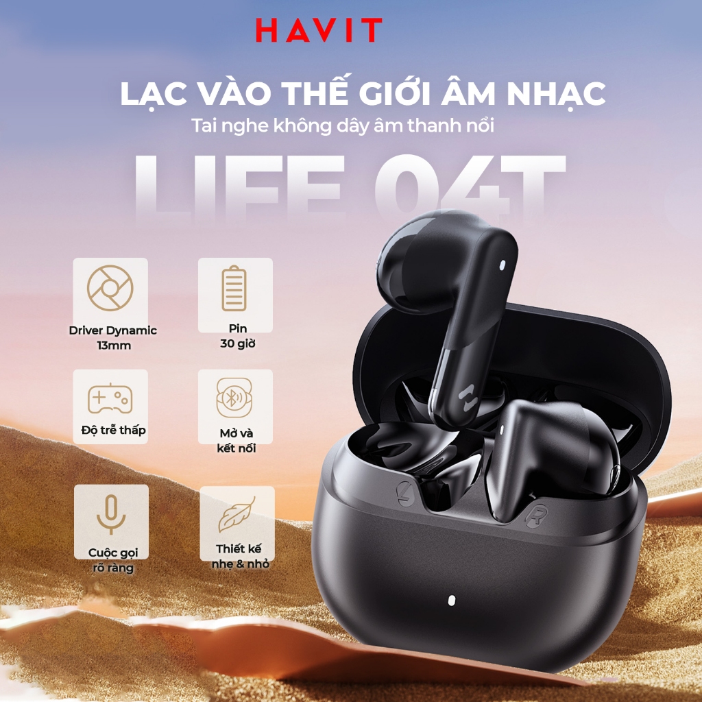 Tai Nghe Không Dây Havit Life 04T - TW888 Mic CaII ENC Hall Switch Bluetooth 6.0 | BigBuy360 - bigbuy360.vn