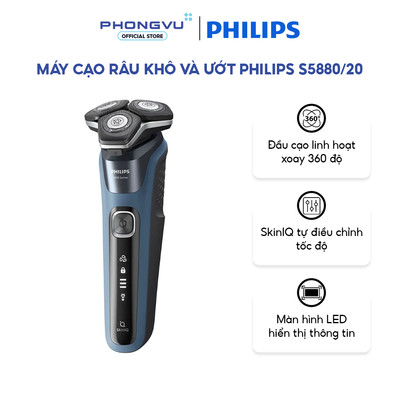 Máy cạo râu khô và ướt Philips S5880/20 - Khô & Ướt, SkinIQ, Lưỡi SteelPrecision, 360° Linh Hoạt - Bảo hành 24 tháng