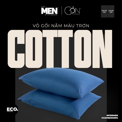 [For Men] 01 Vỏ Gối Nằm Gòn Bedding for Men Cotton 100% Hàn Quốc Màu Trơn 50x70 cm | 45x65 cm