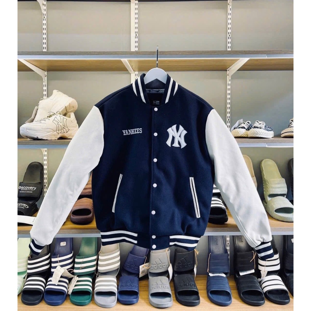 [Chính Hãng] ÁO KHOÁC NEW ERA x MLB Xanh Navy Tay Trắng - Áo Khoác Bomber MLB Chính Hãng