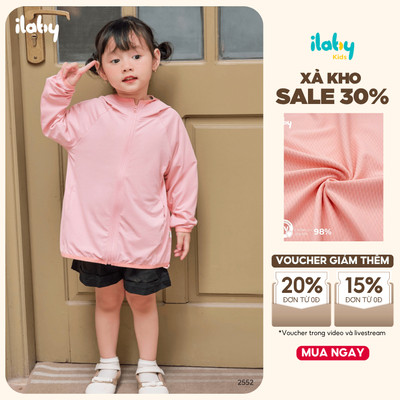 [ILABY 10-40kg] Áo chống nắng tay raglan bé gái có mũ chùm đầu và tay không xỏ ngón [2552]